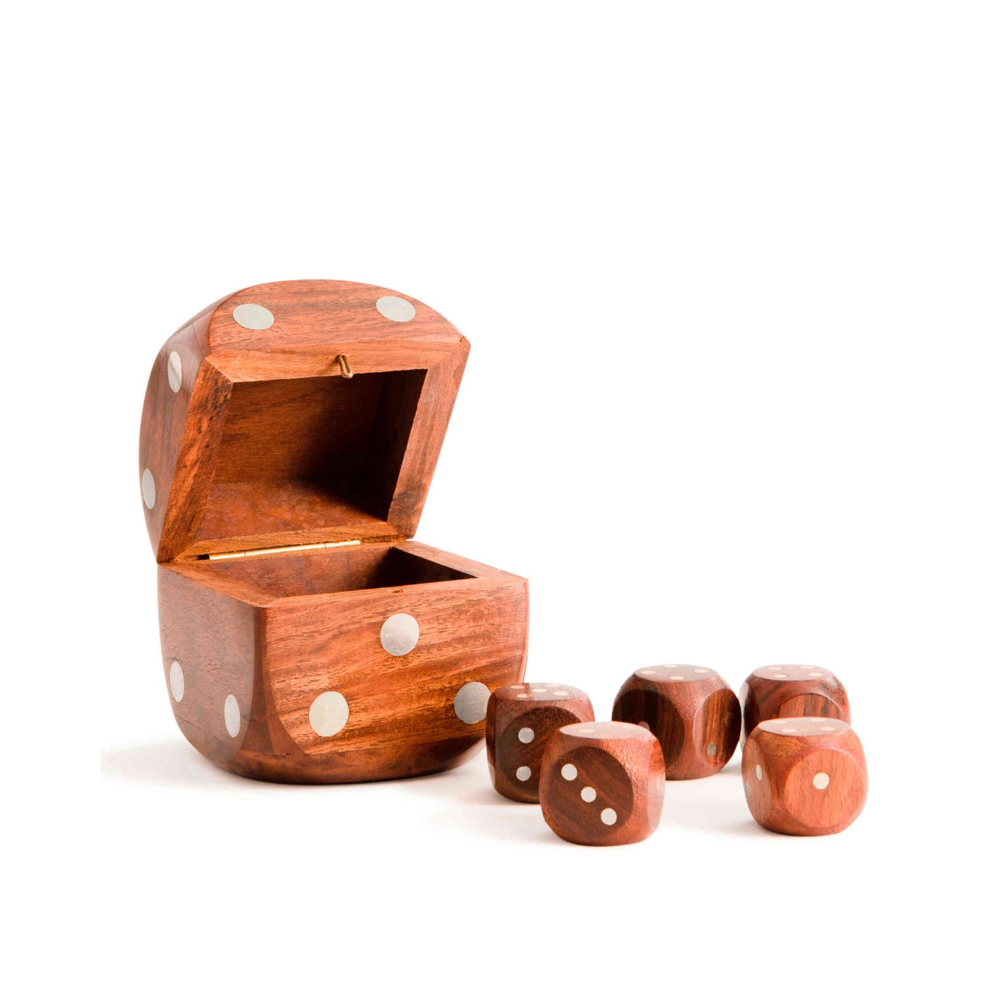 Tärnings box med 5 tärningar, Silver