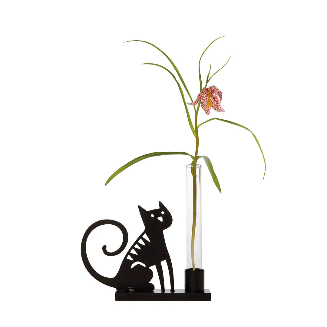 Sittande katt stor ljusstake svart